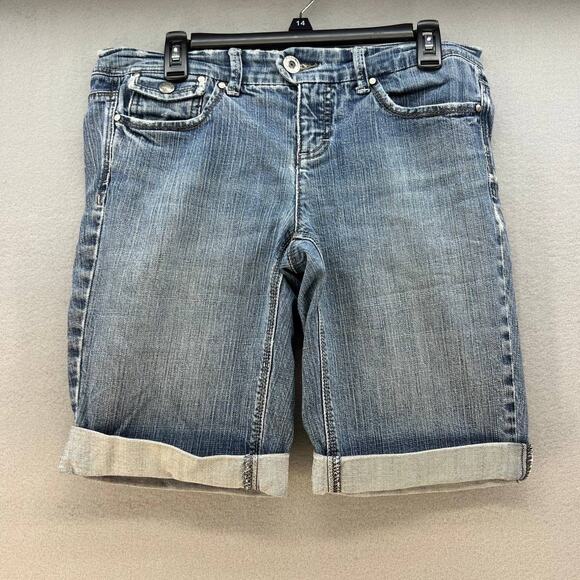 Tommy Hilfiger Pants - Tommy Hilfiger Women's Denim Bermuda Shorts Size 8 Cuffed Y2K 391705